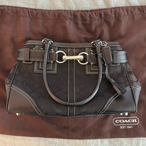 Coach Hampton Signature Logo Canvas & Leather Purse with dust bag